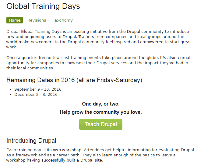 Drupal Global Training Days  September, 2016