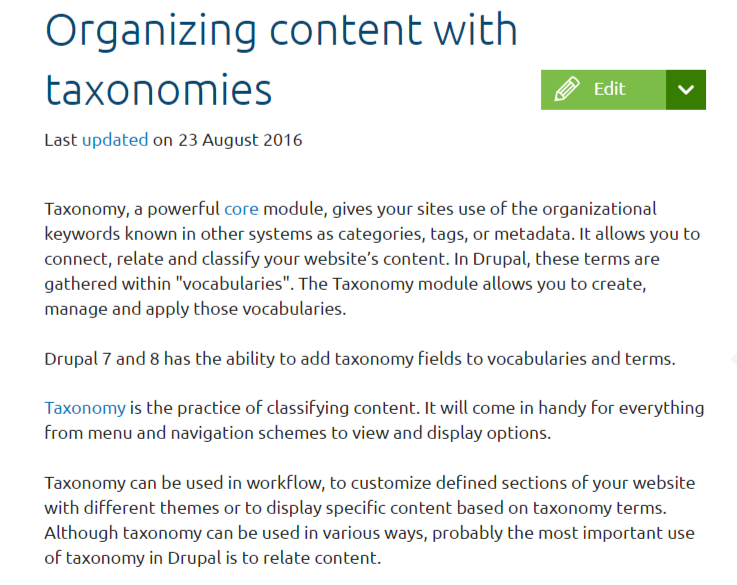 Organizing content with taxonomies