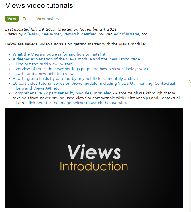 Drupalをやさしく学ぶ勉強会　Viewsとタクソノミー　Viewsのビデオチュートリアル